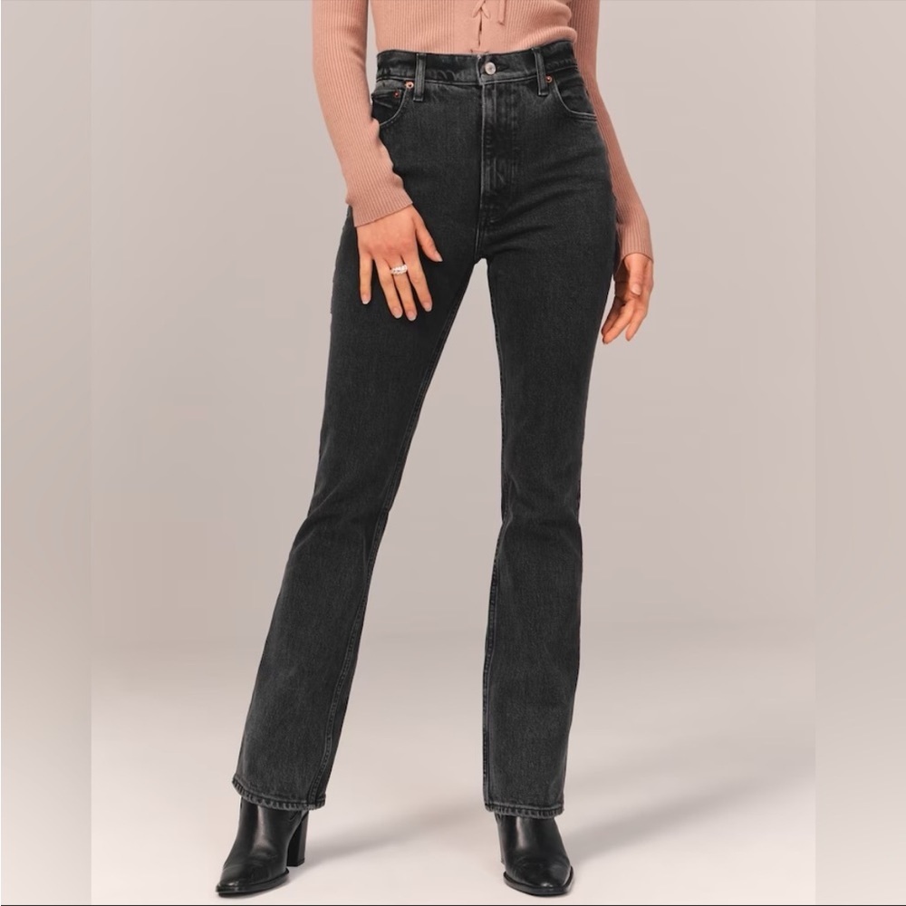 Abercrombie & Fitch black ultra high rise 70s flare jeans
